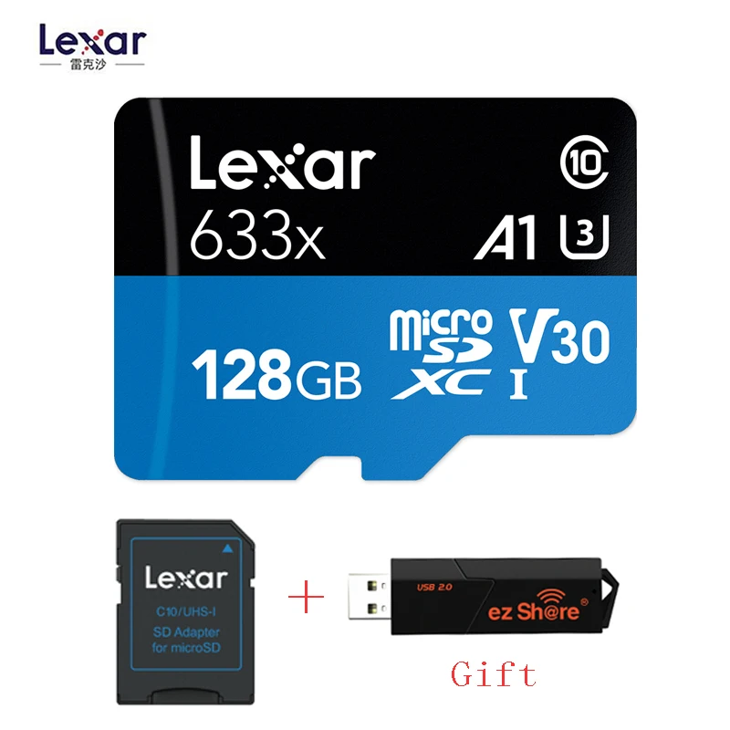 Lexar 95 МБ/с./с 633x Micro sd карта 512 ГБ считыватель карт памяти Uhs-1 для дрона Gopro Dji спортивная видеокамера