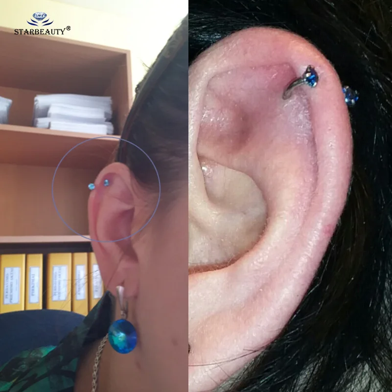 1 шт. кольцо для носа 2x8 мм с ярко-белым кристаллом в форме звезды спираль пирсинг