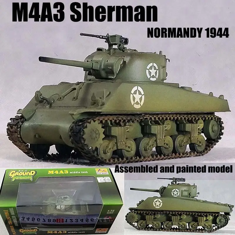 WWII армии США M4A3 Шерман Танк Нормандия 1944 1/72 без литья под давлением легкая модель|