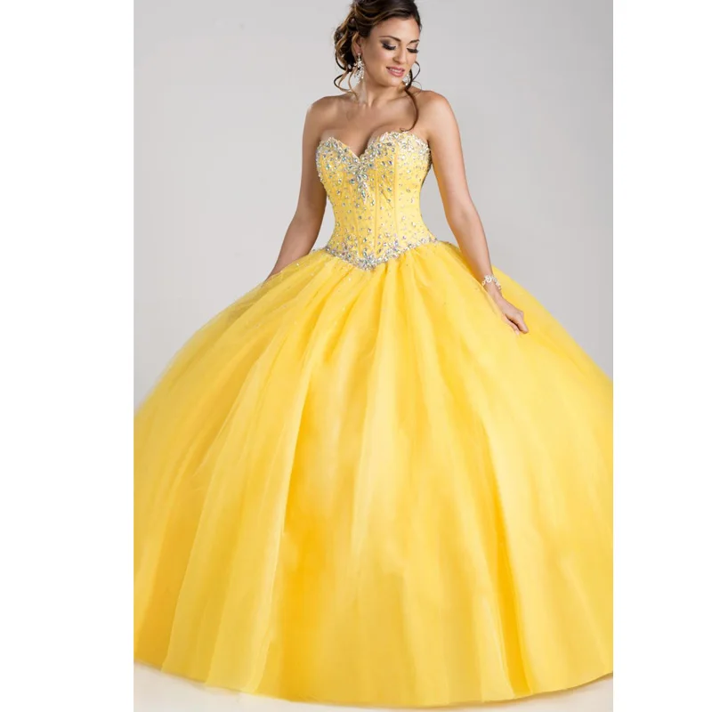 Великолепные платья Quinceanera желтого цвета Бальные 2019 Новое поступление сладкий 16