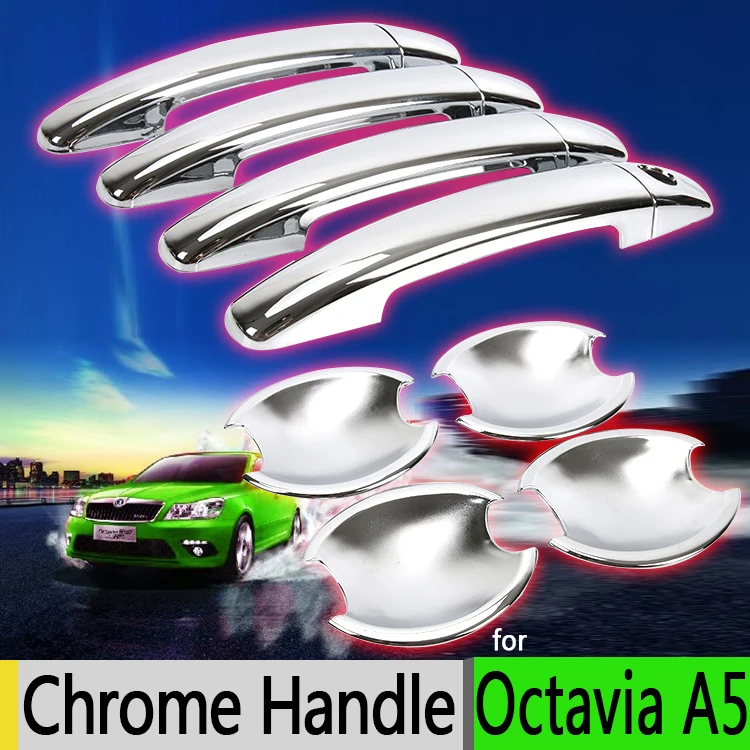 Роскошные хромированные покрытия для дверных ручек Skoda Octavia a 5 2 a5 набор отделки 4