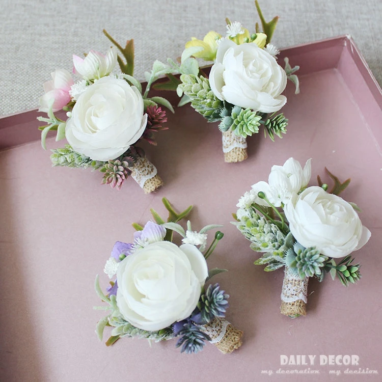 6 шт Искусственные влагозапасающие растения белая роза Свадебные цветы