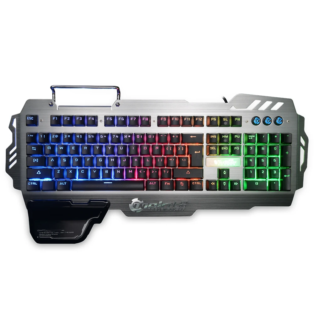 7pin PK900 104 ключей проводной Механическая игровая клавиатура синий переключатель LED