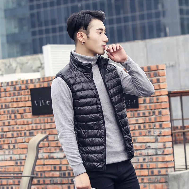 

Men Coat Winter Ultralight White Duck Down Sleeveless Vest Male Slim Windproof Warm Sleeveless Lightweight Down Vest