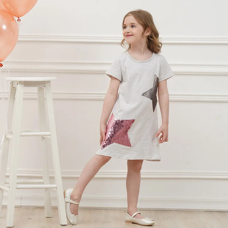Dxton Girl Summer Clothing Rainbow Dress Sequined 2019 Kids for Girls Cartoon Children Vestidos Stripe Dresses | Детская одежда и