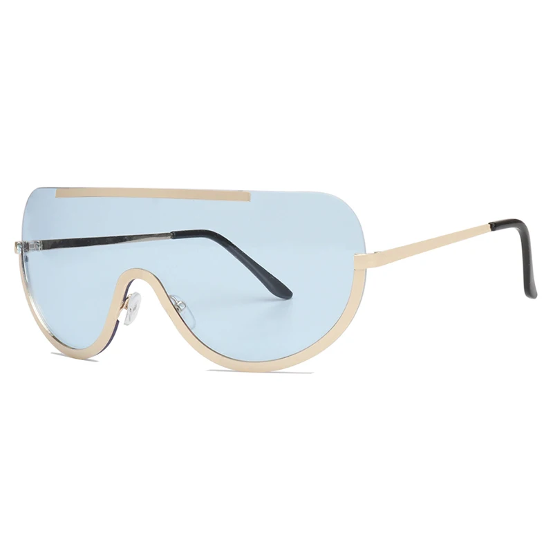 Light Blue Lens Королевский в ретро стиле Для женщин солнцезащитные очки негабаритных щит металла половину кадра очки Frame ss622 - Цвет линз: Light Blue Lens