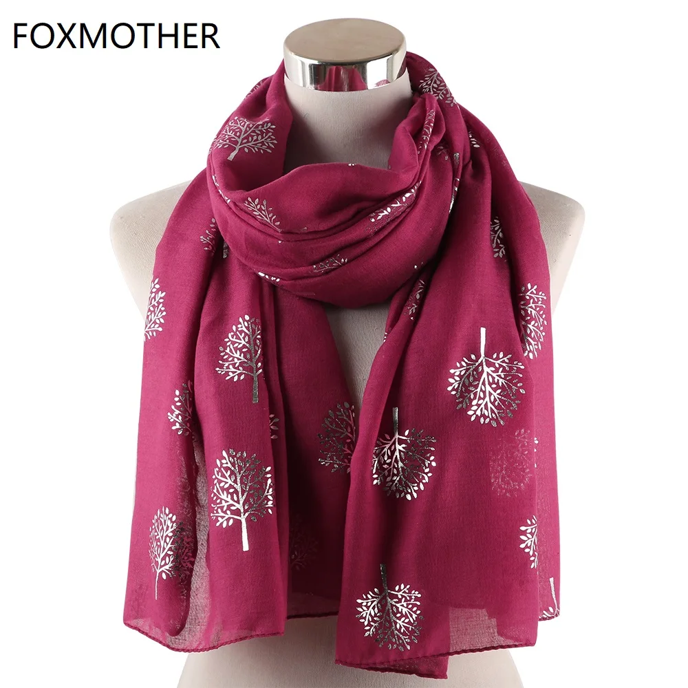 FOXMOTHER Новая легкая лента из фольги шарф с рисунком дерево Небесно Голубой Fushia