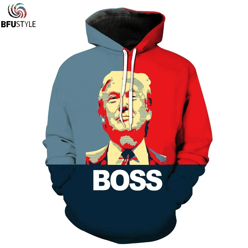 Толстовка с капюшоном Boss Trump 3D для мужчин и женщин осенне зимний спортивный