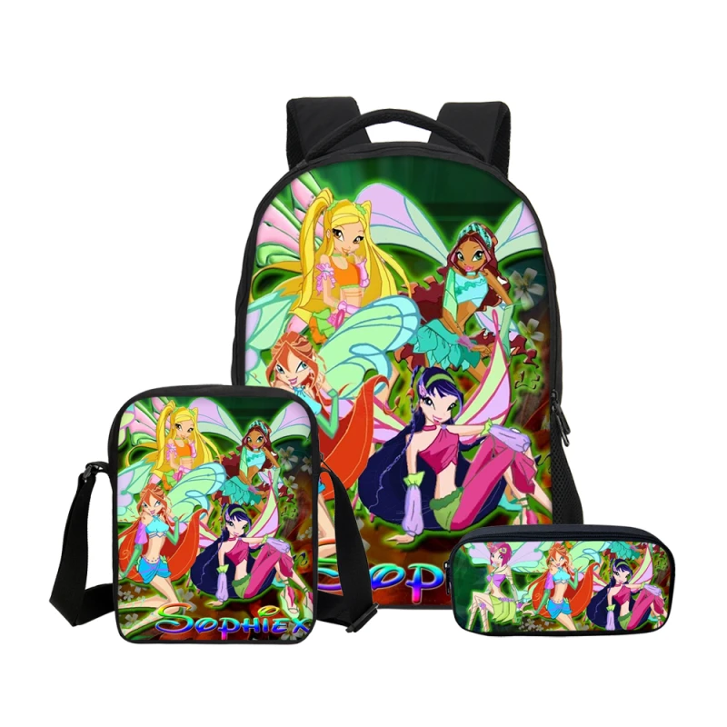 VEEVANV аниме мультфильм jiefix Winx Club рюкзак пенал комплекты из 3 предметов школьный для
