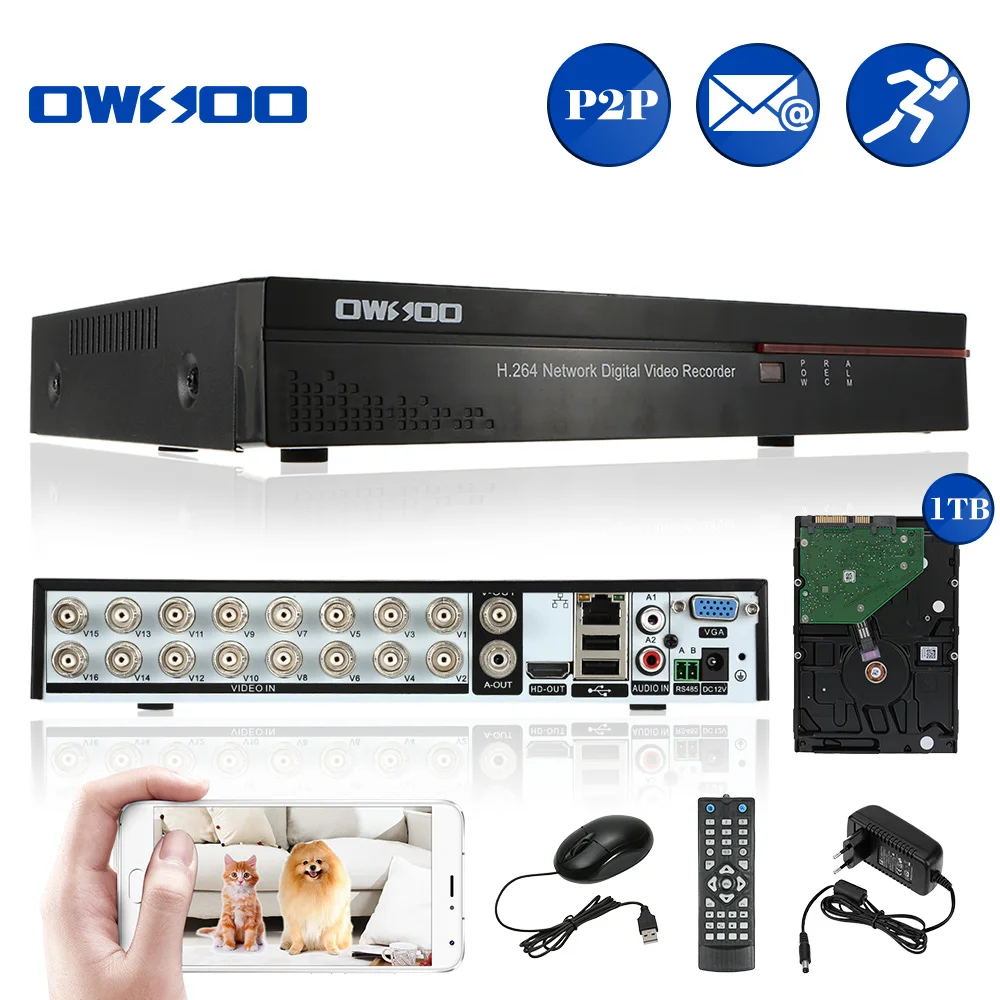 Цифровой видеорегистратор OWSOO 16 каналов 1 ТБ HDD H.264 P2P каналов|hdd 1tb|hdd for dvrhdd cctv |