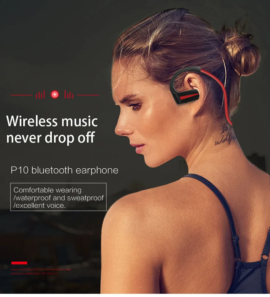 P9 Bluetooth 4,1, гарнитура IPX4, спортивные стерео наушники с защитой от пота, Bluetooth наушники, беспроводные наушники, HD микрофон, наушники для телефона