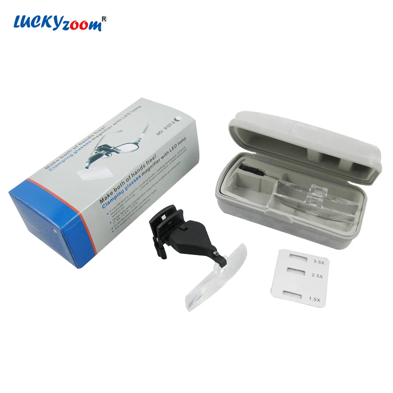 

Eyewear Glasses Magnifier With Illumination 1.5X 2.5X 3.5X LED Illuminated Magnifying Glasses Magnifier For Reading Myopia Loupe