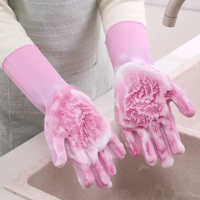 Волшебный силиконовый скребок для мытья посуды перчатки бытовые