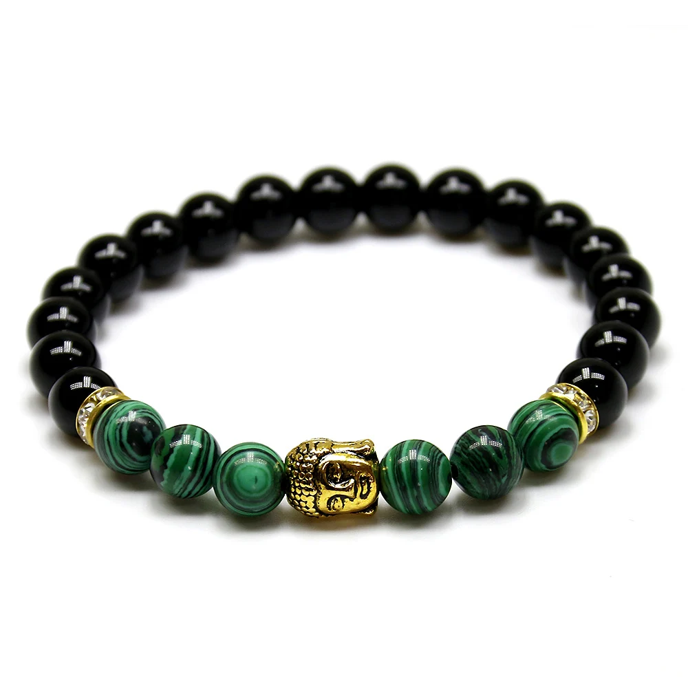 Браслет Будды из натурального камня Малахитовый Оникс мужские Браслеты 2016 pulsera