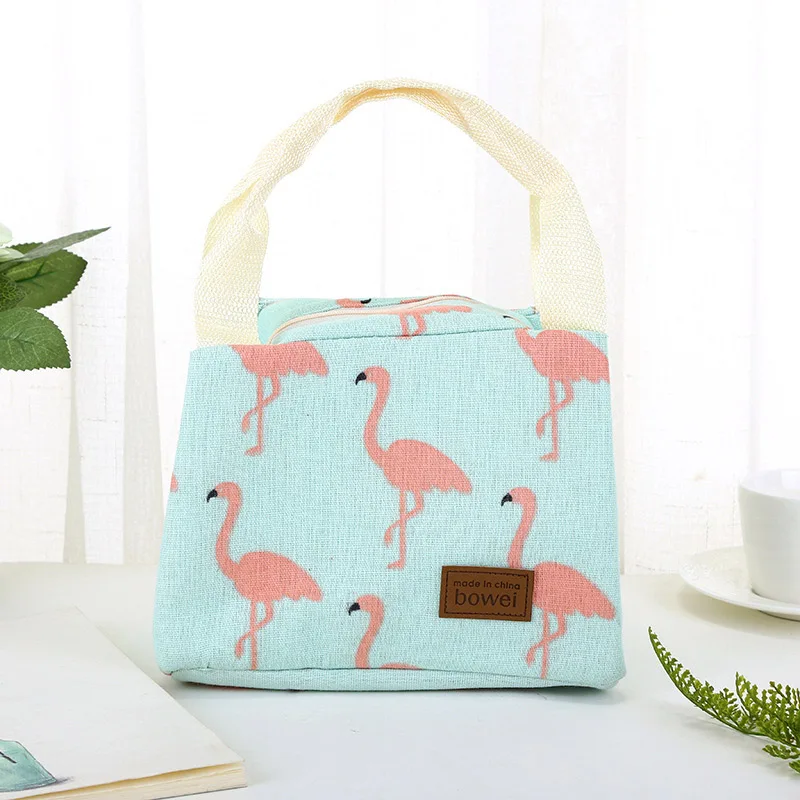 Green flamingo Портативные Детские утепленные сумки с фламинго, водонепроницаемая сумка для ланча, сумка для кормления молока, еды, Термосумка для путешествий и пикника, женская сумка MBG0327 - Цвет: Green flamingo