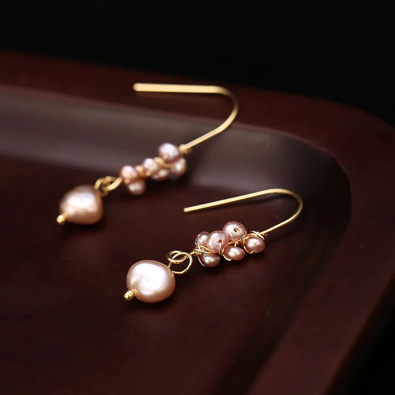 New Freshwater Pearls Tassel Earrings Geometry White Pink Drop Earring For Women Statement Ear Rings Handmade Jewelry | Украшения и