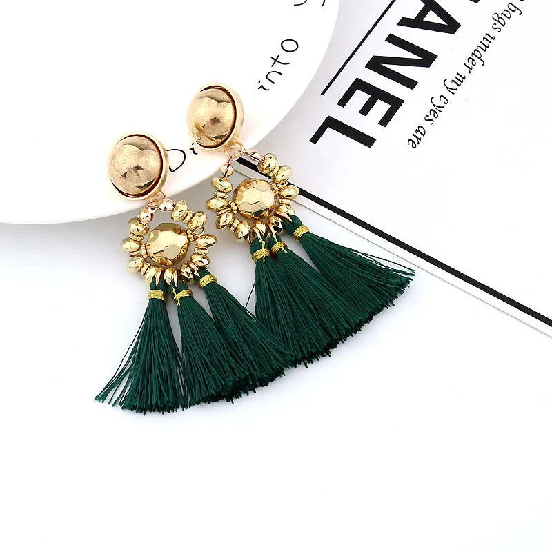 DANZE Ethnic Colorful Long Tassel Earrings For Women Classic Gold color Bead string Hanging Wholesale | Украшения и аксессуары