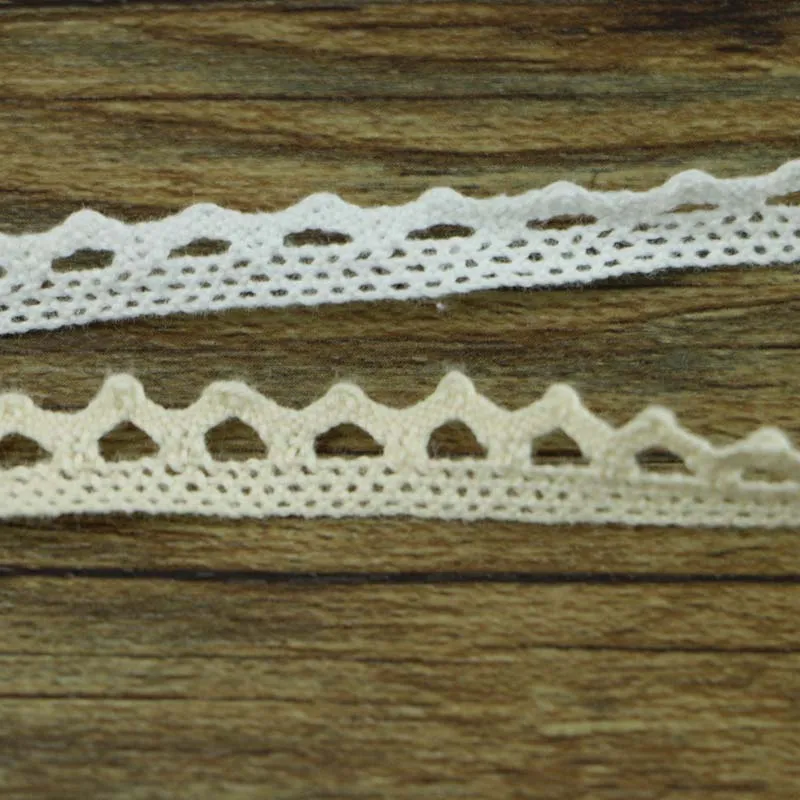 Вязаная хлопковая кружевная лента бежевого и белого цвета 5 ярдов/штука сделай