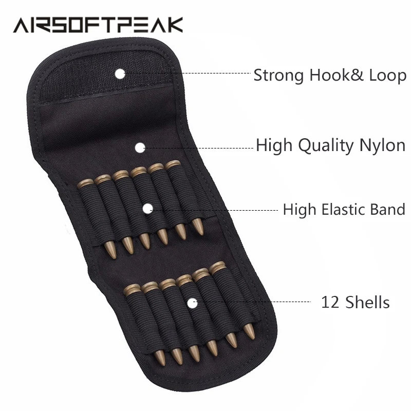 

Airsoft 12 Round Shell Rifle Cartridge Hunting Foldable Ammo Carrier Bag Shotgun Bullet Holder Rifle EDC Tactical Molle GA Pouch