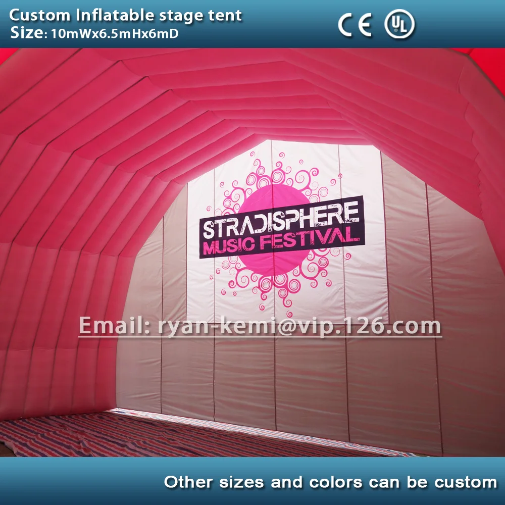 Бесплатная доставка Розовый 10 м гигантский надувной сценический тент большой