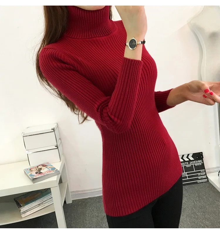 2018 New Autumn Winter Turtleneck Sweater Women Fashion Knitted Pull Femme High Quality Warm Pullover Jumpers | Женская одежда