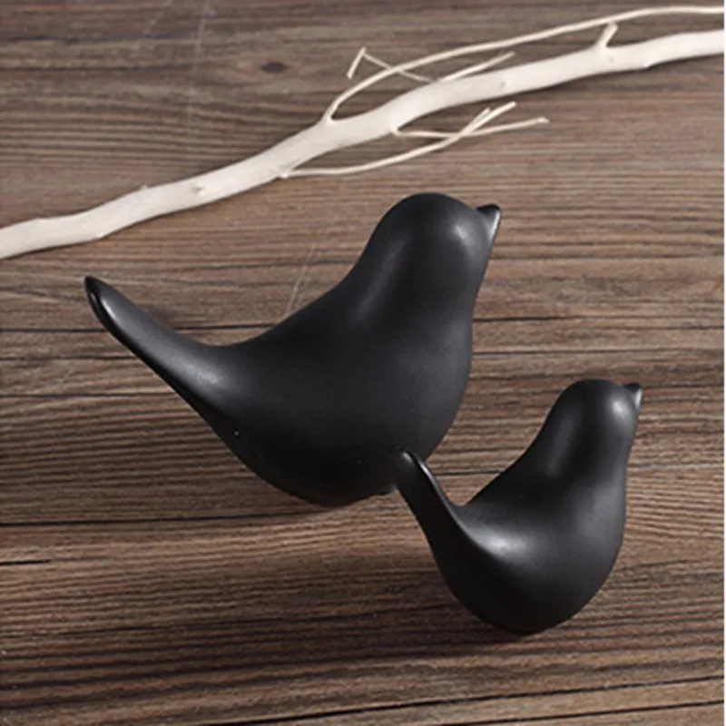 

4Pcs/set Bird Statue Simulation Cute Animal Ceramic Craftwork Office Show Window Hotel Living Room Decoration Gift L2792