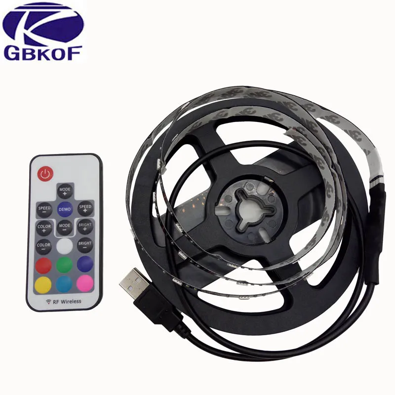 DC5V USB Светодиодная лента 5050 RGB гибкий свет 1 м 2 ТВ фоновое освещение клейкая IP20 не