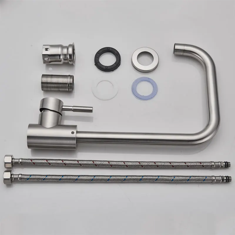 Stainless steel Brushed Nickel or Black one stream modes kitchne faucet hot cold mixer tap rotation deck mount torneira crane
