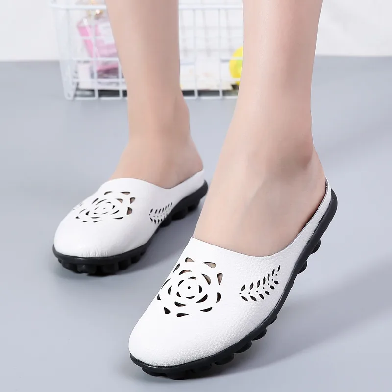 MEMUNIA/женские туфли на плоской подошве с круглым носком вырезами из натуральной