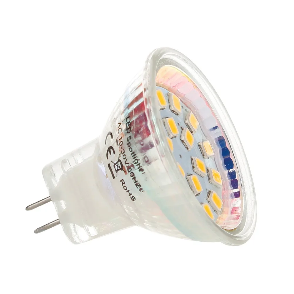 Mr11 Светодиодный светильник 2 Вт 3 AC DC 12 В 24 в 35 мм 2835 Smd GU4 точечный Холодный белый