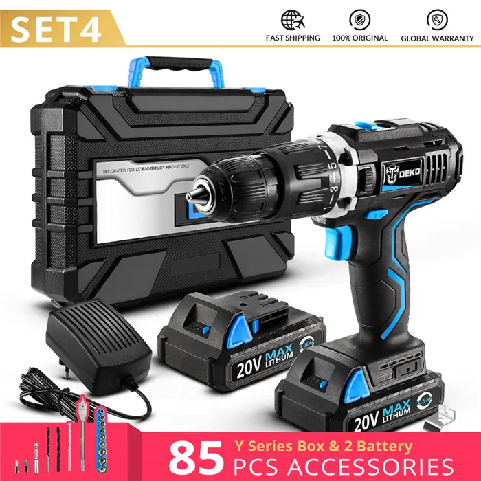 SET4 DEKO GCD20DU3 20 В Макс литиевая батарея DIY драйвер питания переменная скорость электрическая отвертка ударная аккумуляторная дрель с светодиодный светильник - Цвет: SET4