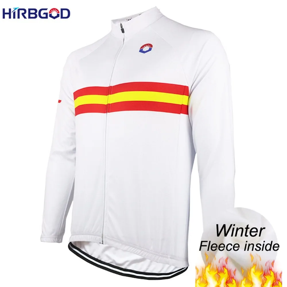 HIRBGOD Men's Stylish EU Size Flag Long Sleeve winter Bike Jersey Cycling Fleece Lightweight Clothing SDD001 | Спорт и