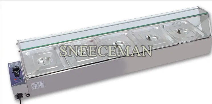 5 кювет электрическая нержавеющая сталь подогреватель горячего пищи буфетный