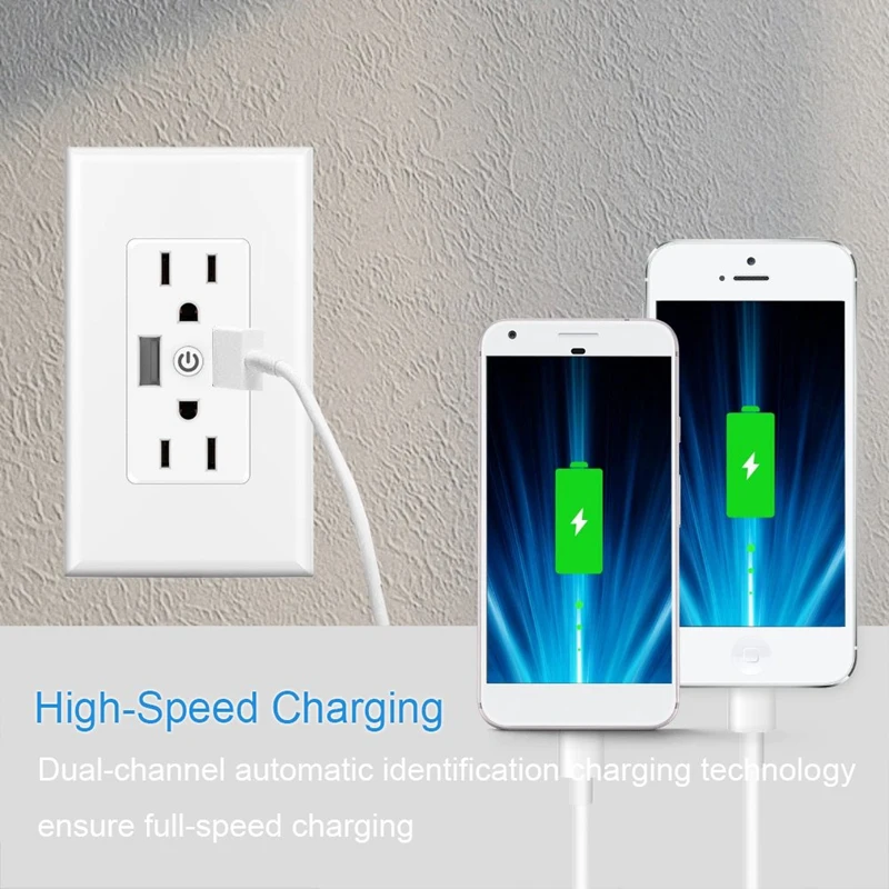 Смарт Wi Fi настенные розетки с двумя 2.4A Usb портами быстрой зарядки самостоятельно