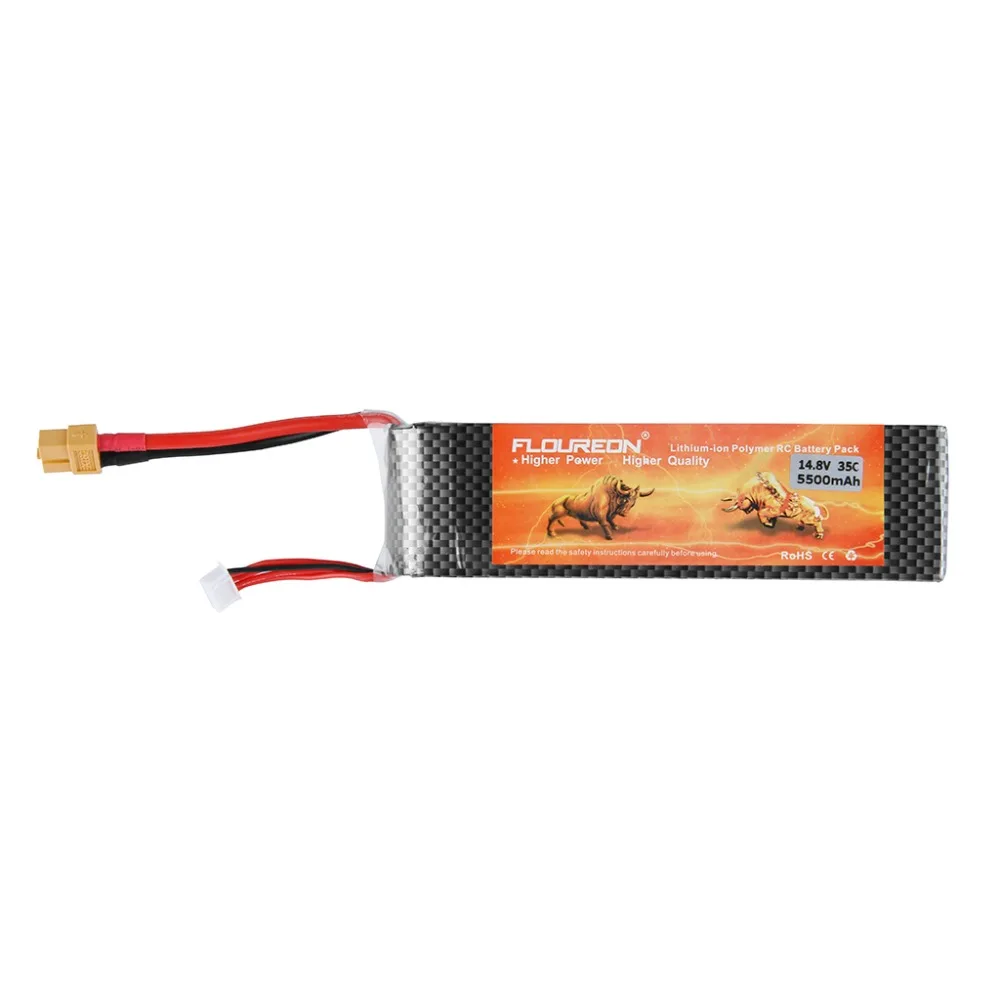 Floureon 4S 14,8 V 35C 5500 mAh литий-полимерный, Радиоуправляемый Перезаряжаемые Батарея XT60 для Радиоуправляемый вертолет, самолет с радиоуправлением лодка для любителей вертолетов