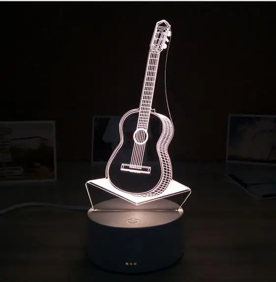 Guitar 3D смоляный ночной Светильник Светодиодный настольный светильник милый медведь любовь замок Настольный светильник ABS+ Смола мульти-дизайн подарочная лампа для детской спальни - Цвет абажура: Guitar