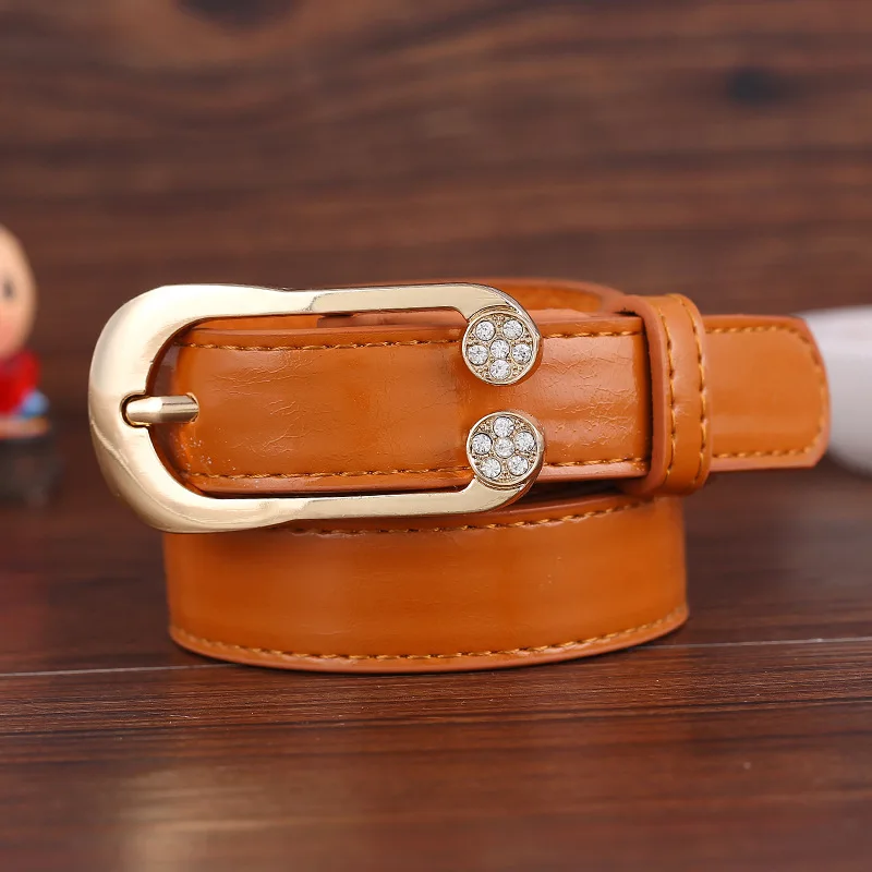 Badinka новая Западная роскошная хрустальная булавка со стразами пряжка ремень женский черный красный белый ремень из натуральной кожи ремни для женщин - Цвет: Brown