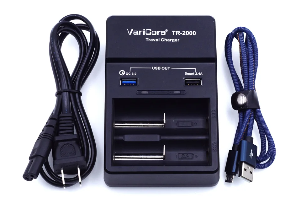 VariCore TR-2000 Батарея Зарядное устройство и быстрая зарядка 3,0 для 18650 26650 АА ААА и QC 3,0/USB 5 в мобильных устройств