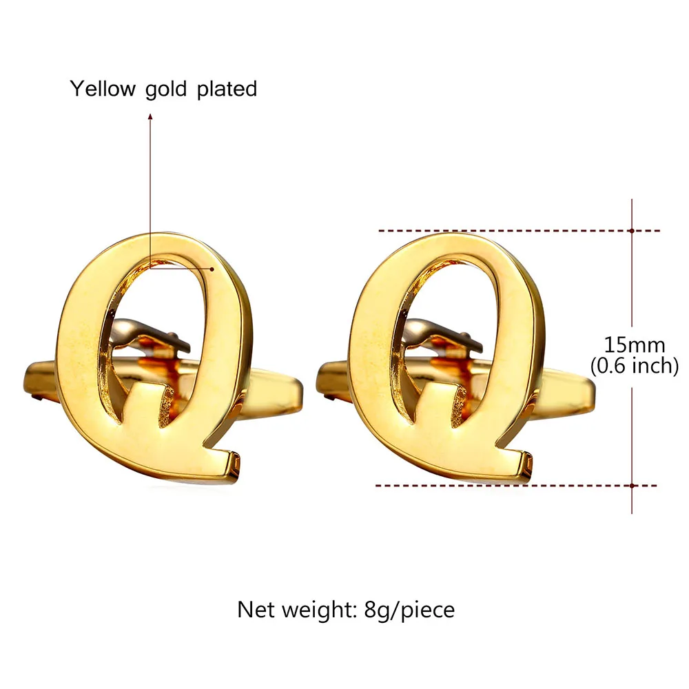 Простой дизайн буквы M S формы запонки для мужчин Желтое золото/браслет