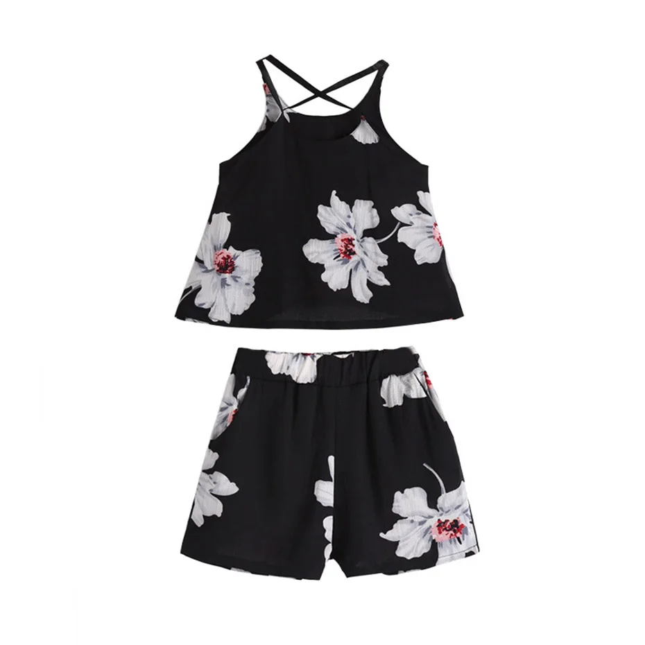 Set Clothes For Girls Floral Vest + Short 2PCS Children'S Costumes Big Kids Summer 6 8 10 12 13 14 Year | Детская одежда и