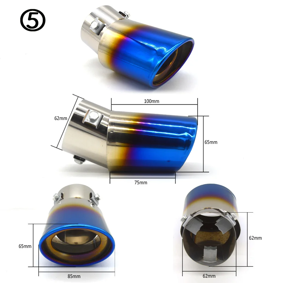 5 ZDPARTS автомобильный глушитель наконечник трубы для Mazda Nissan Ford Kia Chevrolet hyundai Citroen Volkswagen Универсальный хромированный нержавеющий - Цвет: 5