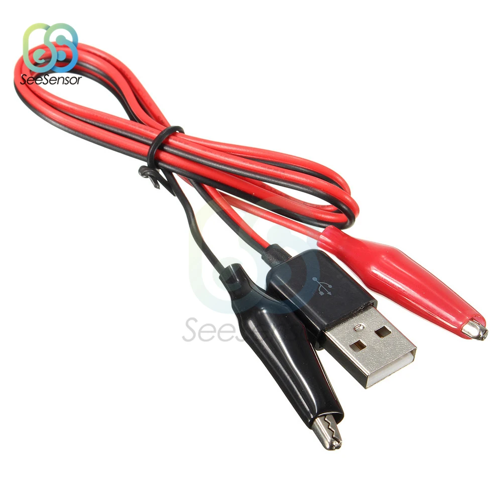 Аллигатор тестовые зажимы зажим к USB папа адаптер кабель Разъем питания провод 60