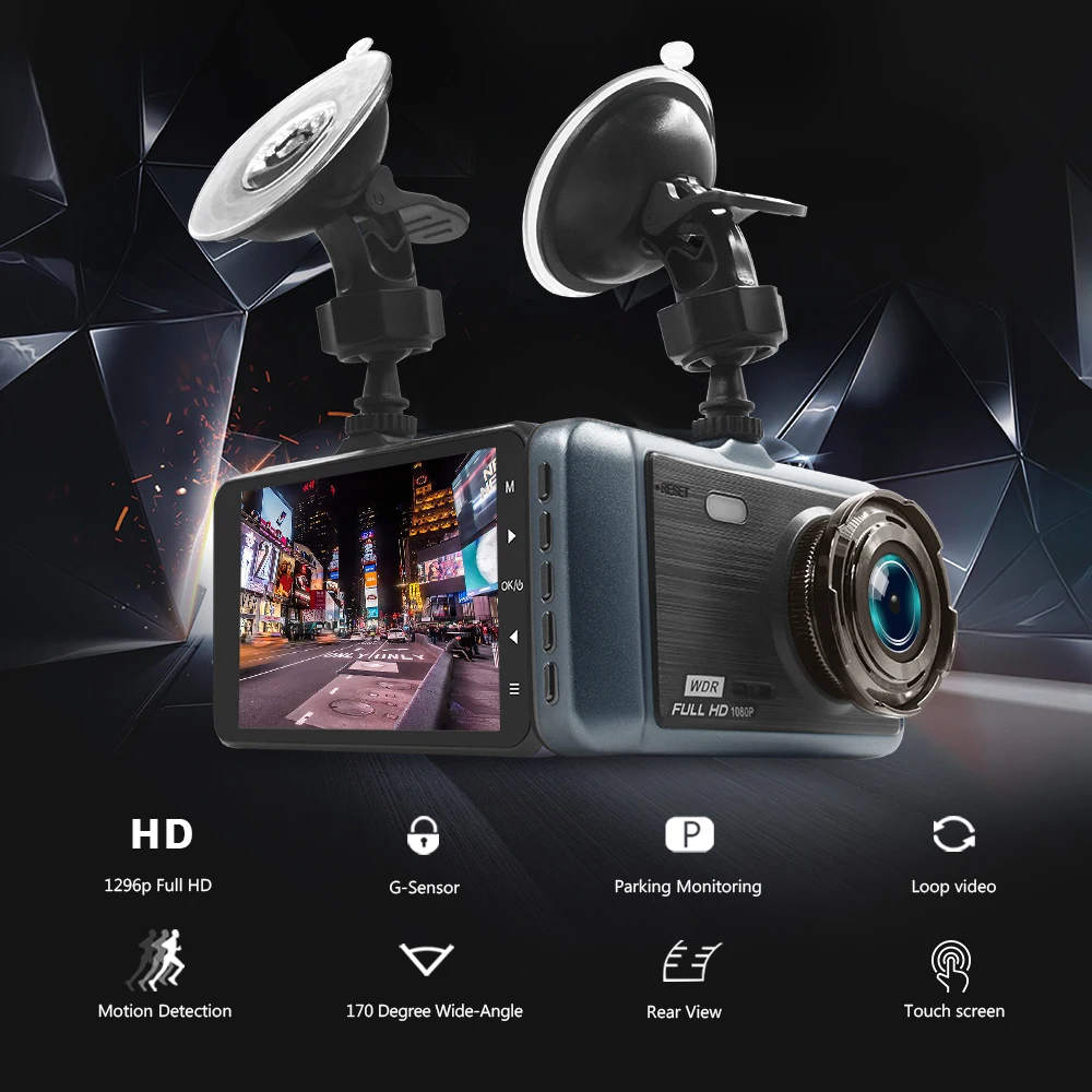 Dash Cam1080P Front and Rear Dual Camera with HD 4 LCD Screen 170 degree Wide Angle Lens Dashboard G-Sensor | Автомобили и
