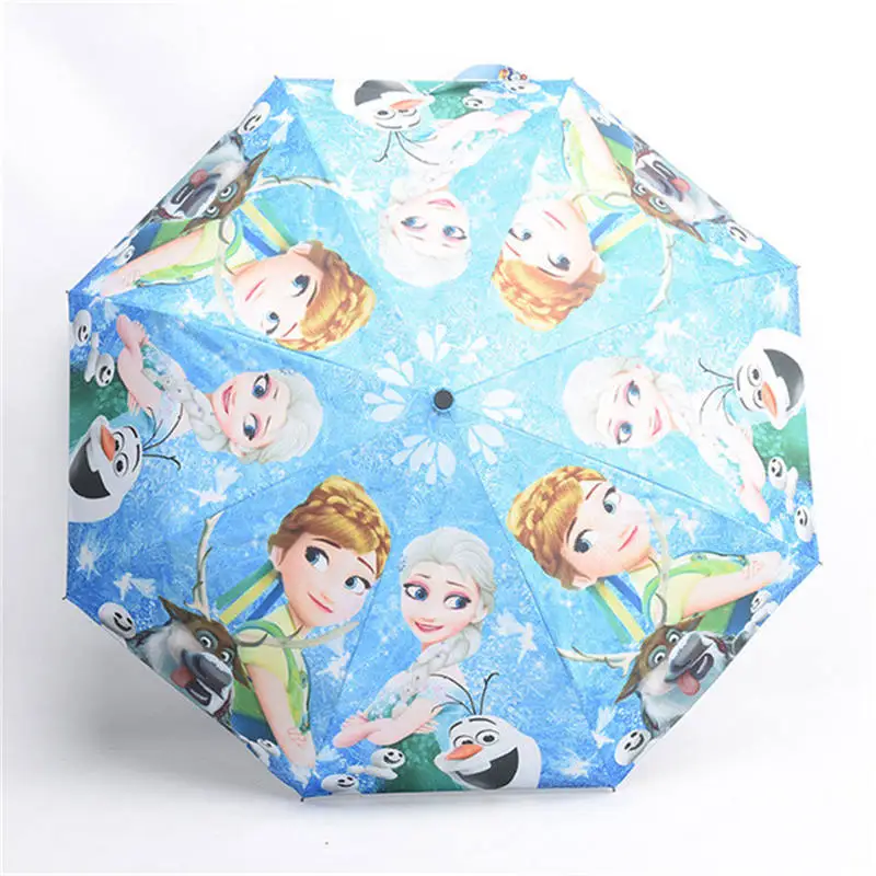 Frozen-3 Disne мультфильм замороженная Эльза Анн дождь или дождь двойного назначения три раза зонтик студенческий Солнцезащитный УФ Защита от солнца противоскользящая дети открытый зонтик подарок - Цвет: Frozen-3