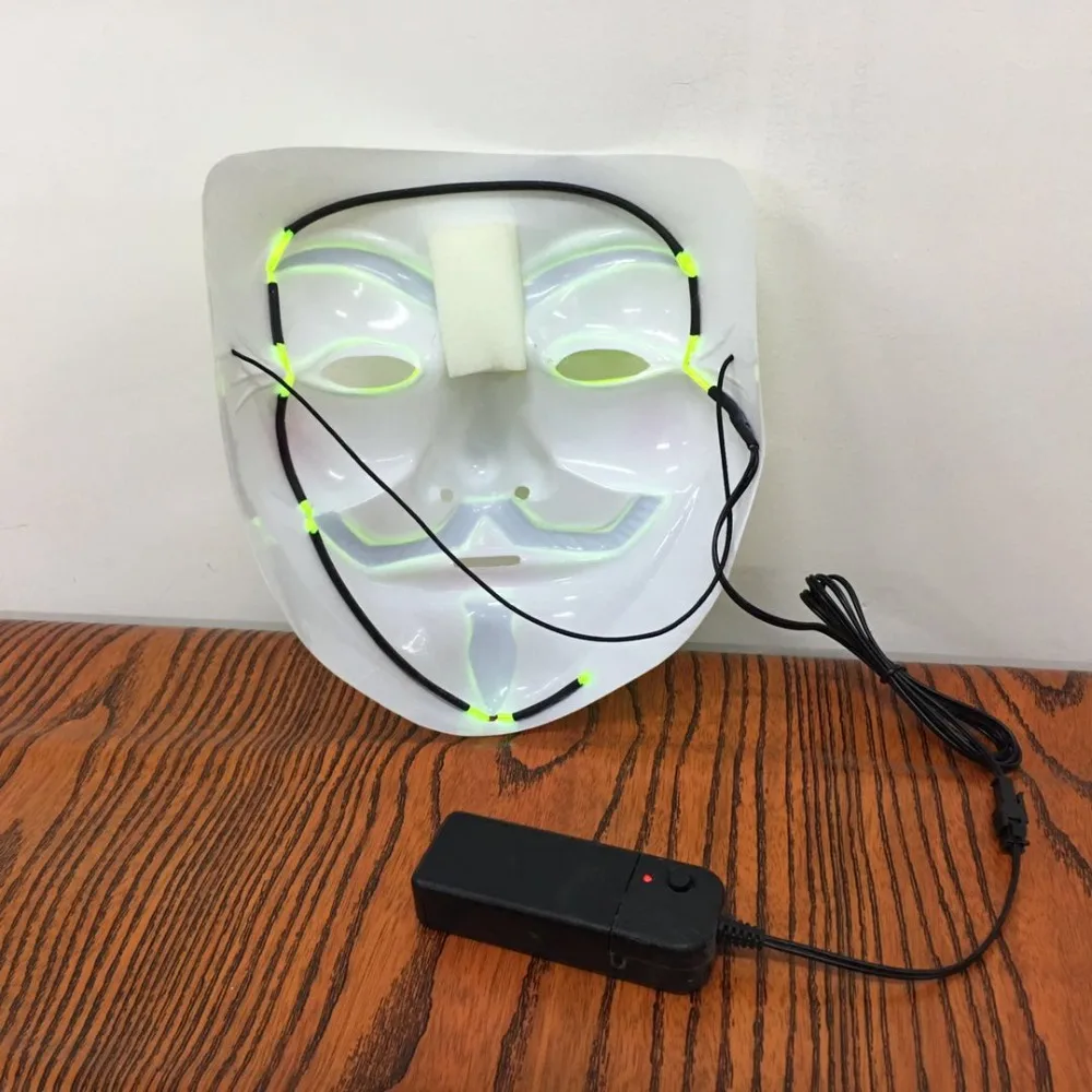 Хэллоуин v для вендетты светодиодная светящаяся маска Ужас гримаса EL Wire