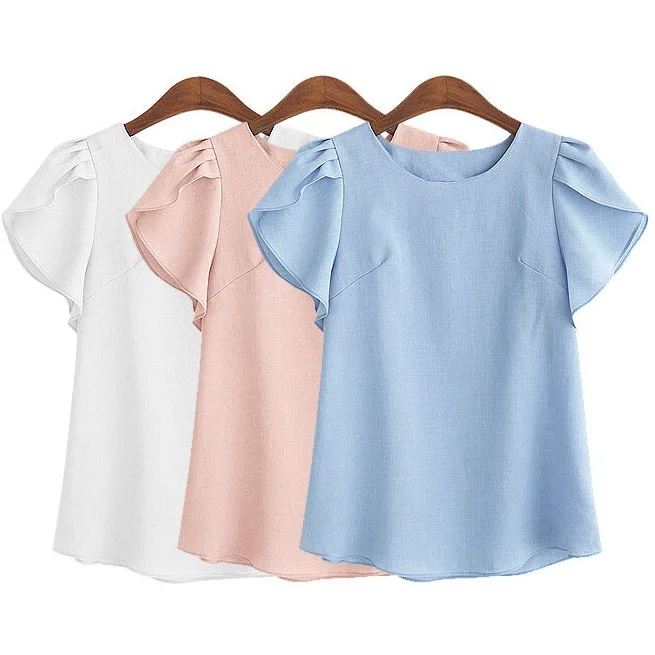 

Blouses 2018 Summer Fashion Butterfly Sleeves Women Blouse Casual Elegant Shirt Plus Size M- 5XL Female Clothing Tops Blusas