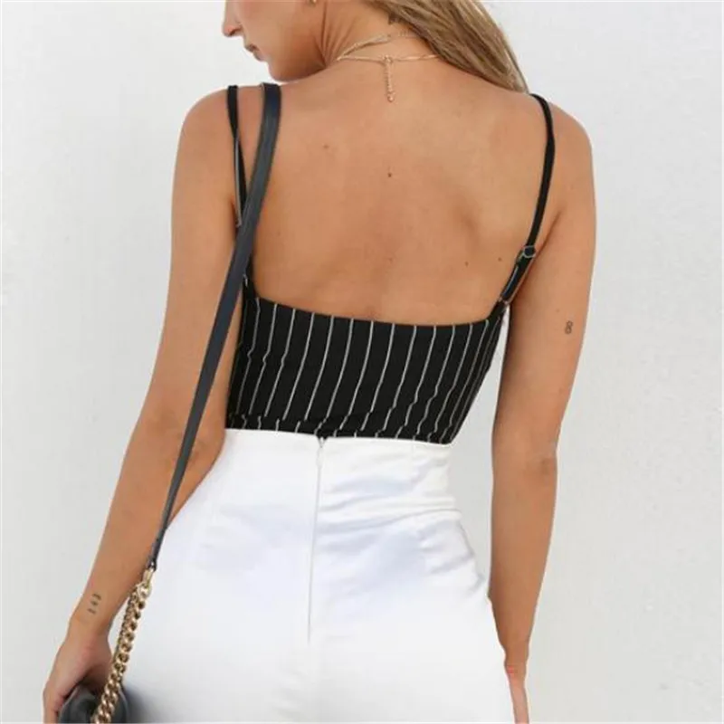 Женский Летний комбинезон трико Новый Полосатый Облегающий без рукавов с