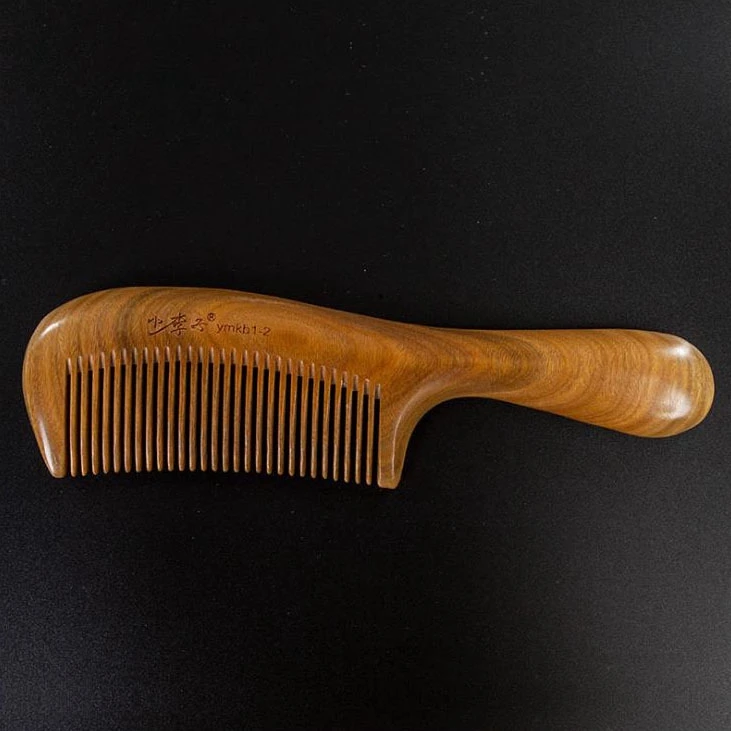 Ручная работа зеленый сандаловое дерево цельное гребень уход за волосами Массаж