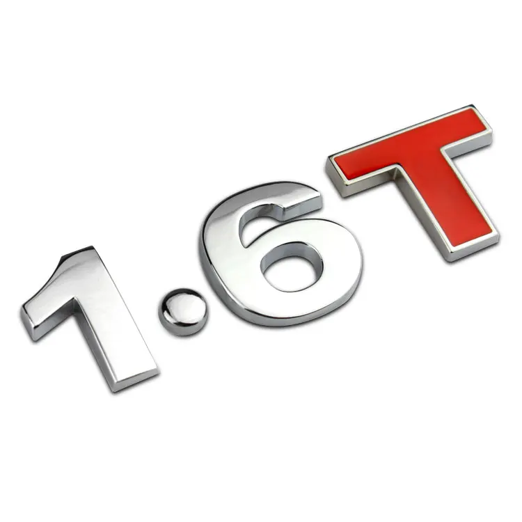 DIY 0-9 Красный L T 1,4 T 1.5L 1,6 T 1.8L 2,0 T 2,2 T 3.0L для Volkswagen разгрузка багажника емкость буквы номер Автомобильная наклейка с эмблемой - Цвет: 1.6T Silver Red