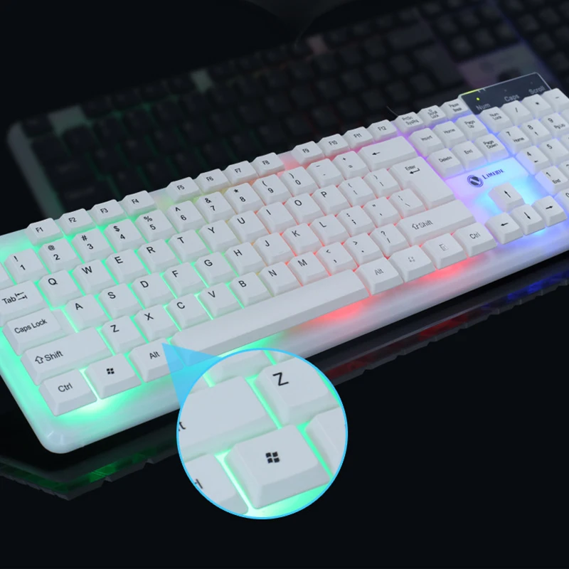 Красочные светодиодный с подсветкой USB проводной PC Радуга Gaming Keyboard Мышь комплект